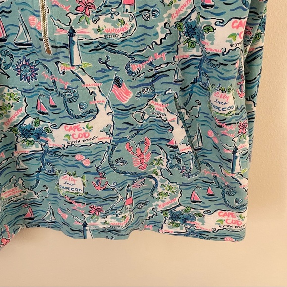 Lilly Pulitzer Skipper Popover XXL UPF 50+ Bali Blue Cape Cod Print - Picture 9 of 15